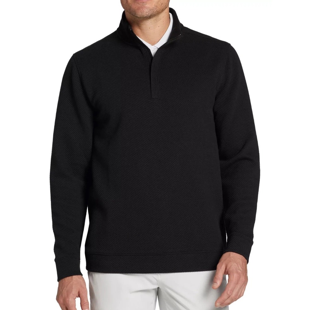 Walter Hagen Clubhouse Midweight 1/4 Zip Pullover‎ Sweater Black -Small $80 MSRP